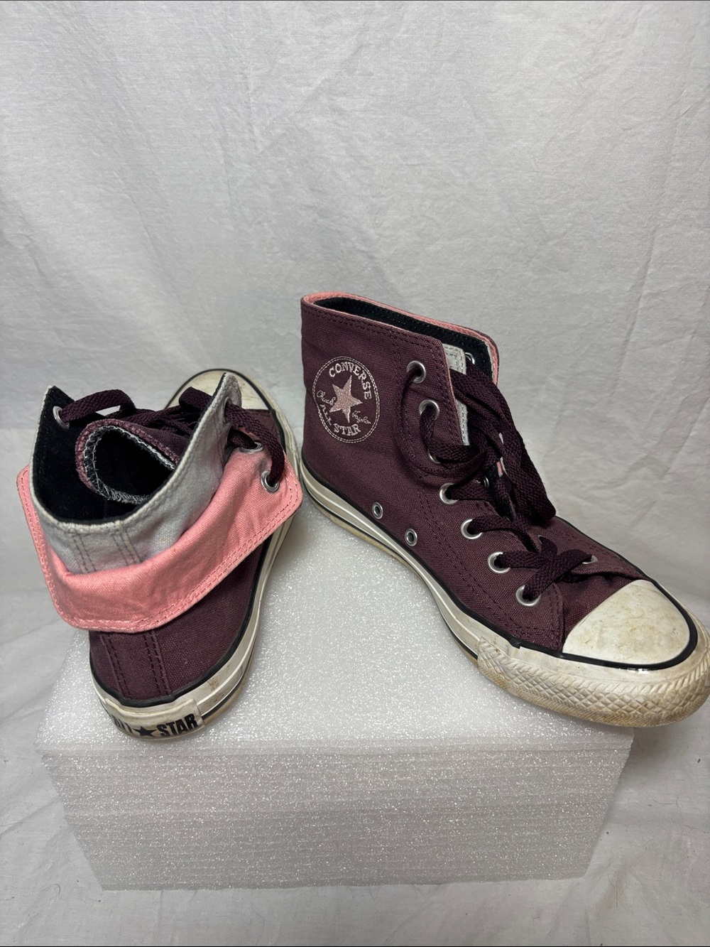 Converse High Top Sneakers in Plum with Pink and Gray Accent